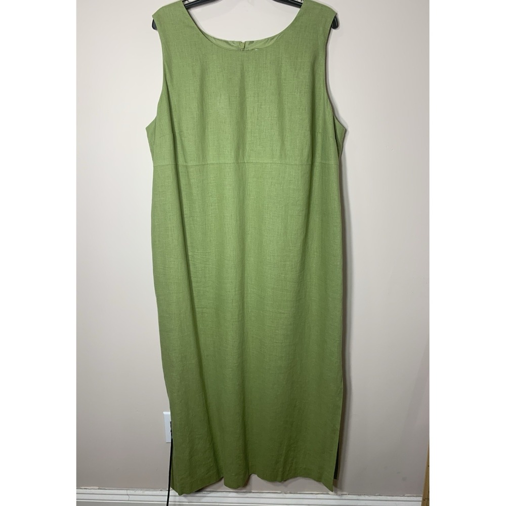 Jessica Howard Maxi Dress Womens Plus Size 18W‎ Green Linen Sleeveless Lined